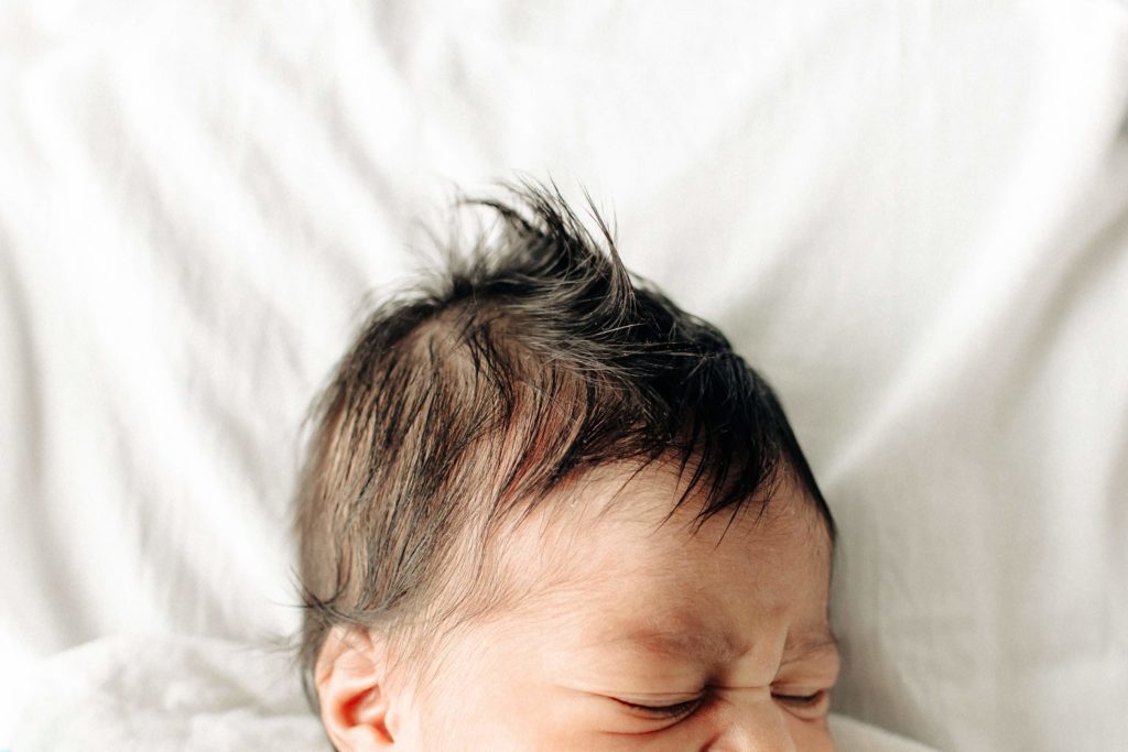 closeup of newborn hair
